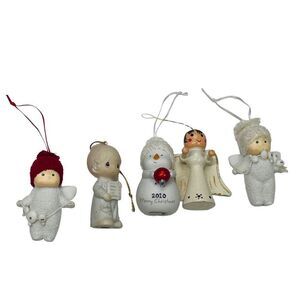 Set of 5 Vintage Christmas Ornaments - Precious Moments, Department 56